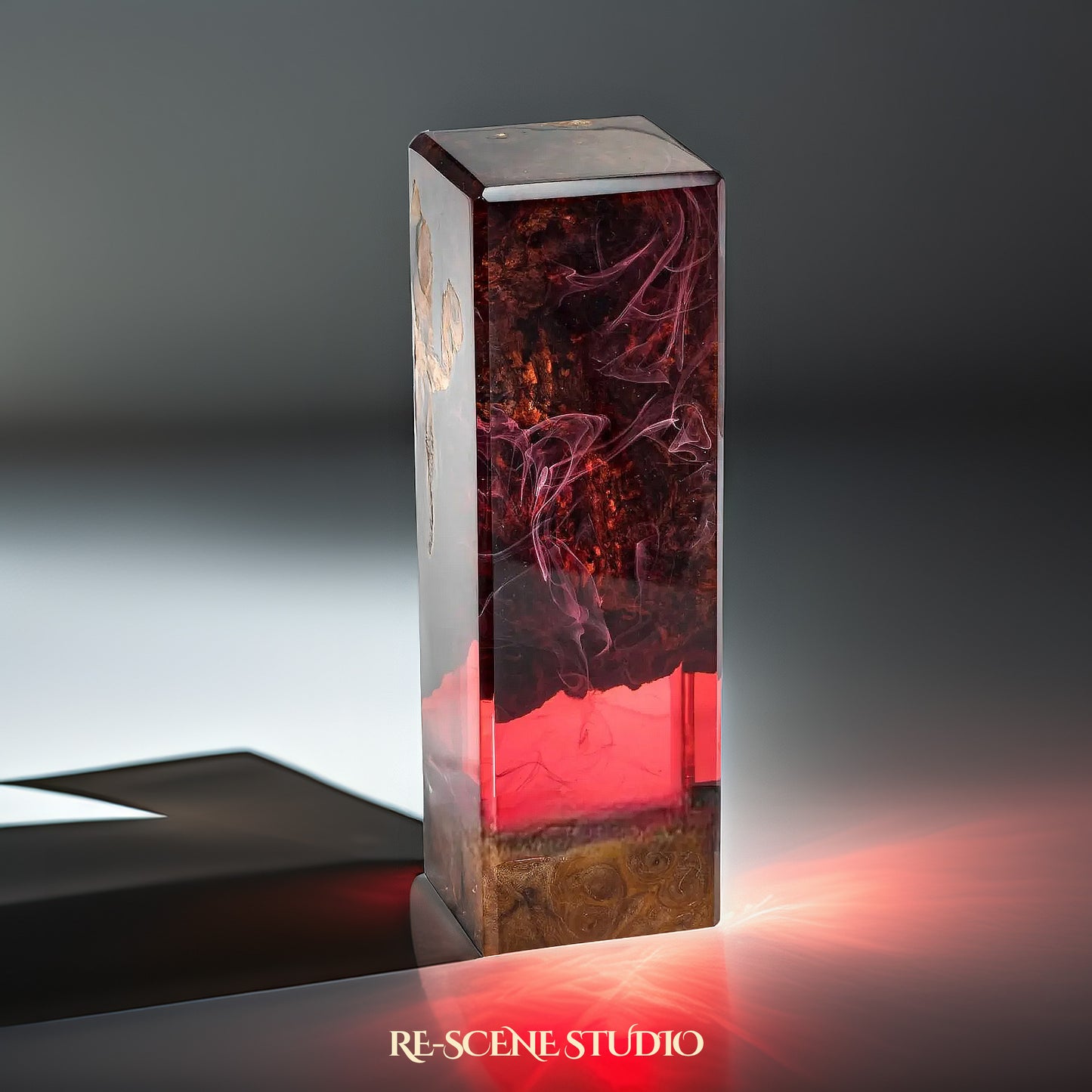 Deep Red Ocean Resin Epoxy Lamp Multicolor / Size M: 12 x 6 x 6 (cm) – Handmade Resin Lamp by Rescene Studio | Rescene Studio
