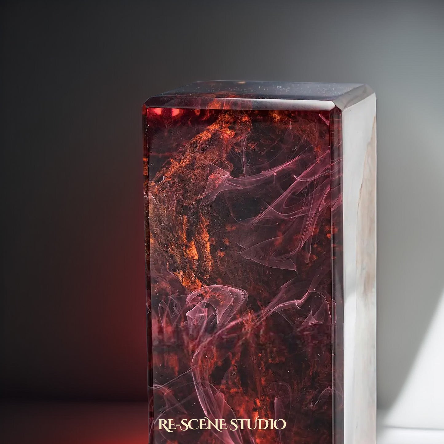 Deep Red Ocean Resin Epoxy Lamp Multicolor / Size M: 12 x 6 x 6 (cm) – Handmade Resin Lamp by Rescene Studio | Rescene Studio