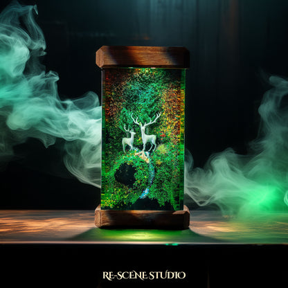 Deer Forest Resin Epoxy Lamp Multicolor / Size M: 6 x 6 x 12 (cm) – Handmade Resin Lamp by Rescene Studio | Rescene Studio