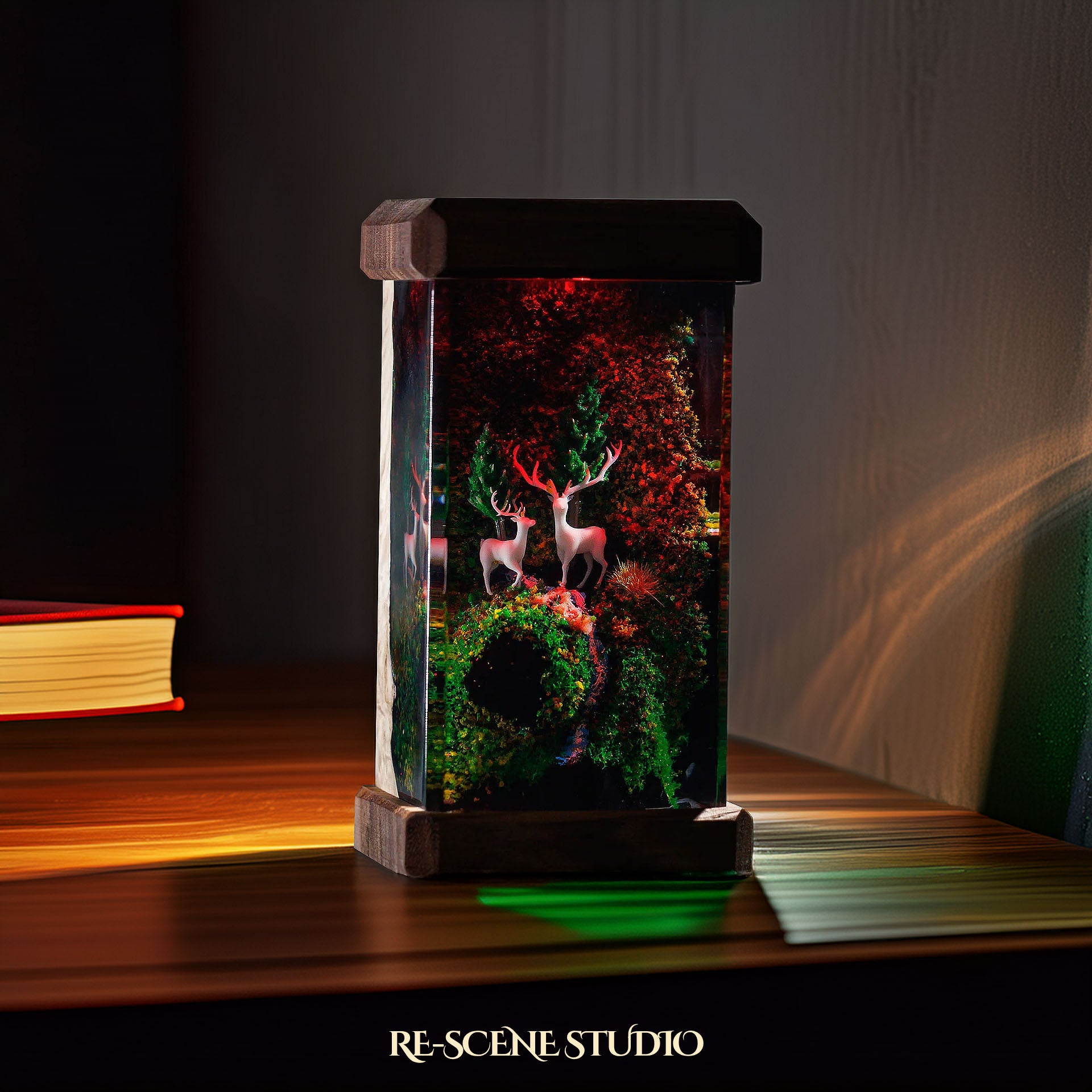 Deer Forest Resin Epoxy Lamp Multicolor / Size M: 6 x 6 x 12 (cm) – Handmade Epoxy Resin Lamp by Rescene Studio | Rescene Studio