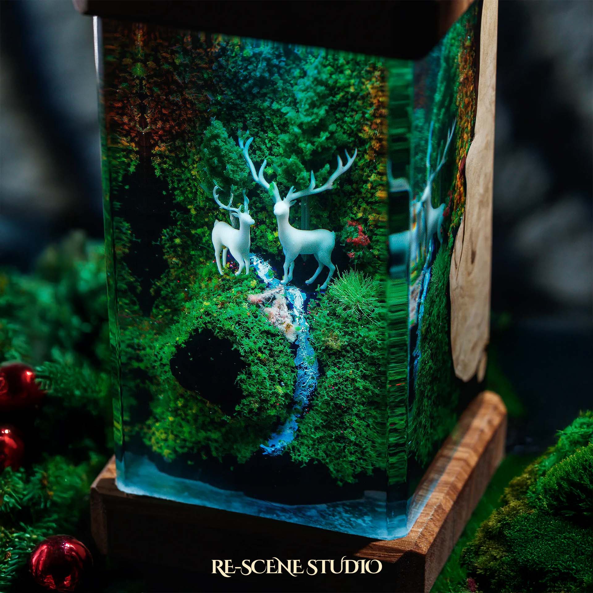 Deer Forest Resin Epoxy Lamp Multicolor / Size M: 6 x 6 x 12 (cm) – Handmade Epoxy Resin Lamp by Rescene Studio | Rescene Studio