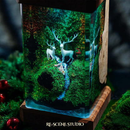 Deer Forest Resin Epoxy Lamp Multicolor / Size M: 6 x 6 x 12 (cm) – Handmade Resin Lamp by Rescene Studio | Rescene Studio