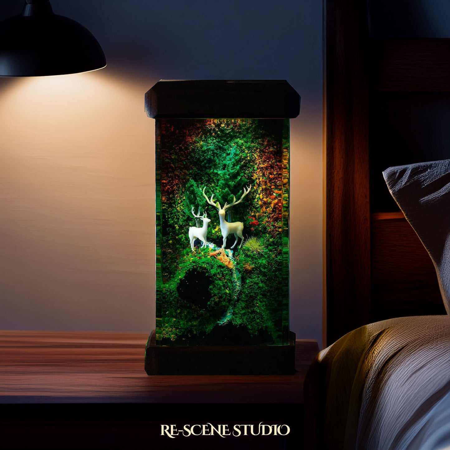 Deer Forest Resin Epoxy Lamp Multicolor / Size M: 6 x 6 x 12 (cm) – Handmade Resin Lamp by Rescene Studio | Rescene Studio