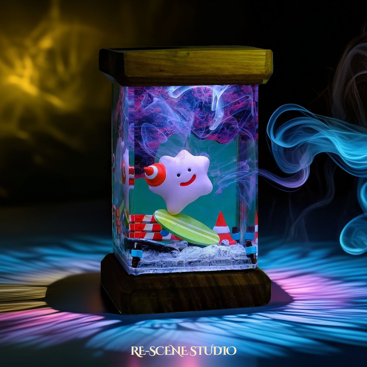 Ditto Beach Vibe Resin Epoxy Lamp Multicolor / Size M: 6 x 6 x 12 (cm) – Handmade Resin Lamp by Rescene Studio | Rescene Studio