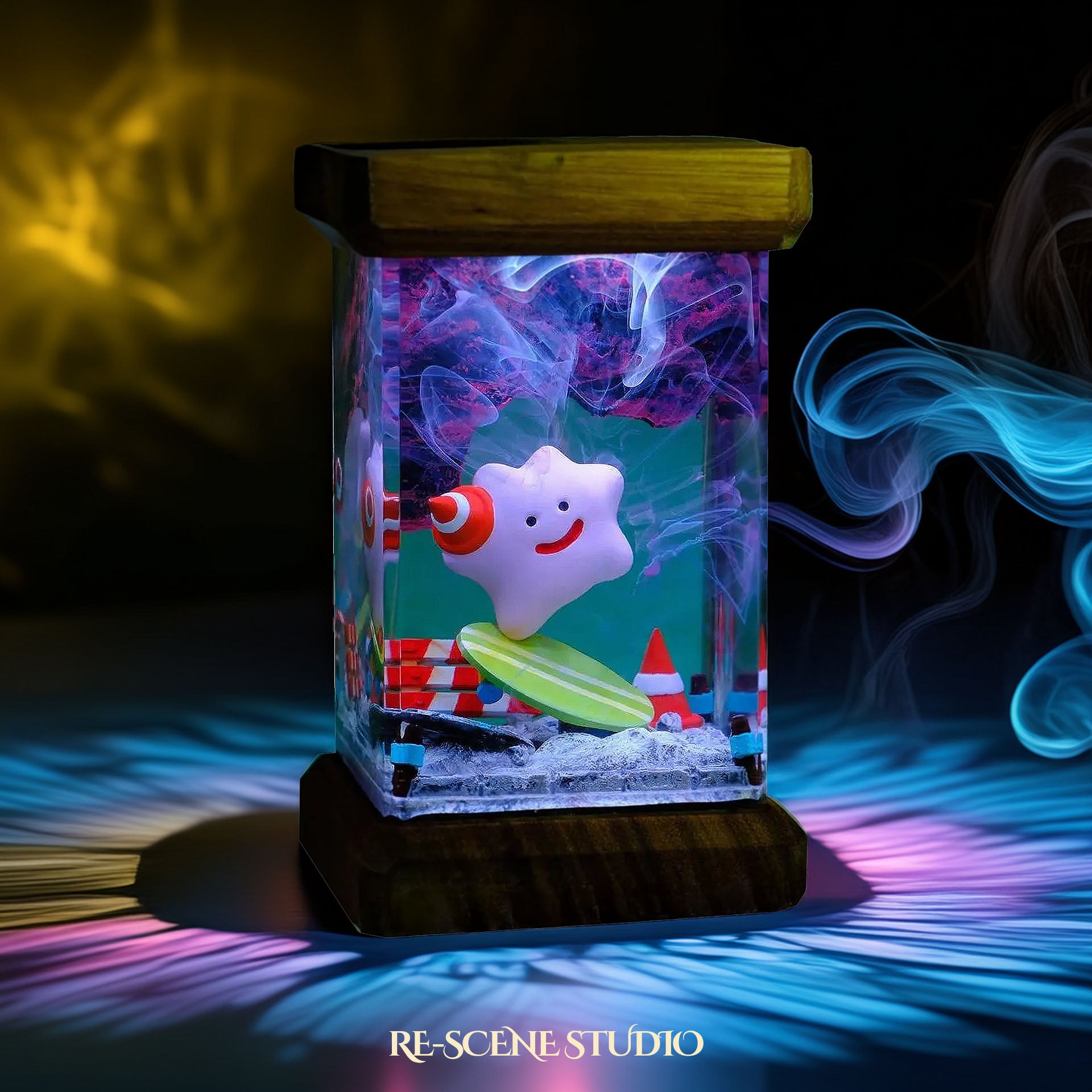 Ditto Beach Vibe Resin Epoxy Lamp Multicolor / Size M: 6 x 6 x 12 (cm) – Handmade Epoxy Resin Lamp by Rescene Studio | Rescene Studio
