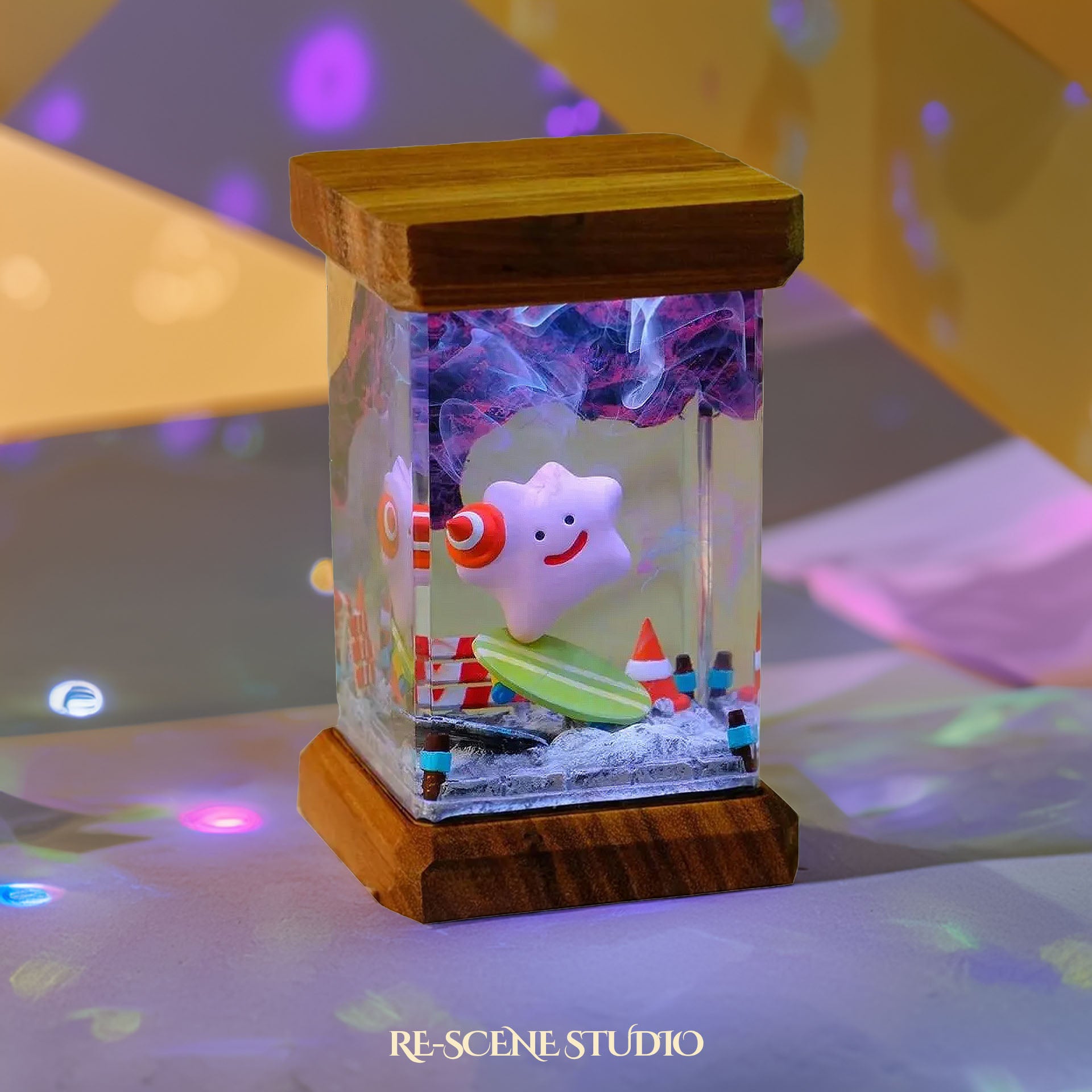 Ditto Beach Vibe Resin Epoxy Lamp Multicolor / Size M: 6 x 6 x 12 (cm) – Handmade Epoxy Resin Lamp by Rescene Studio | Rescene Studio