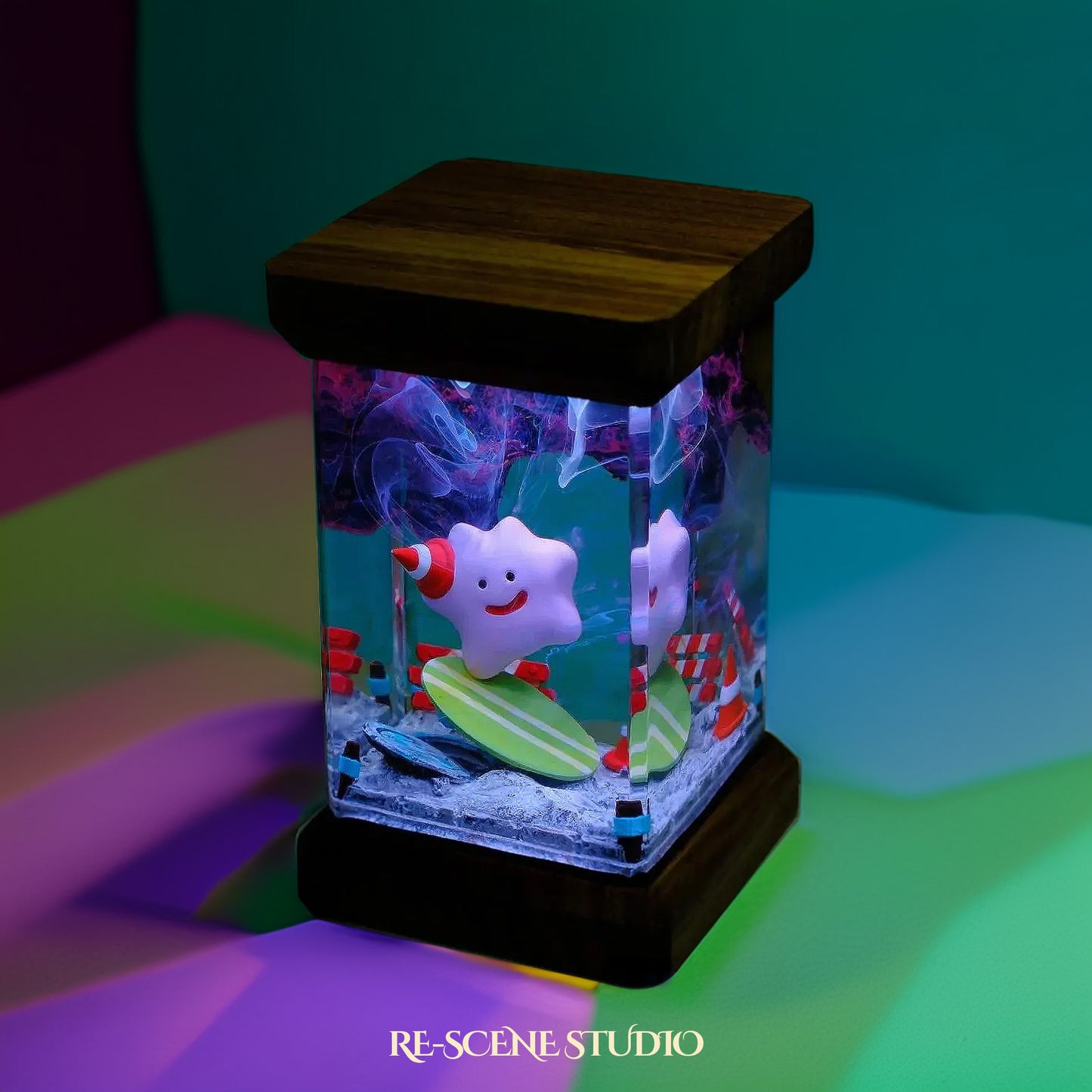 Ditto Beach Vibe Resin Epoxy Lamp Multicolor / Size M: 6 x 6 x 12 (cm) – Handmade Resin Lamp by Rescene Studio | Rescene Studio