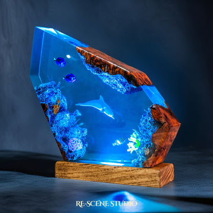 Dolphin and Clownfish Resin Lamp