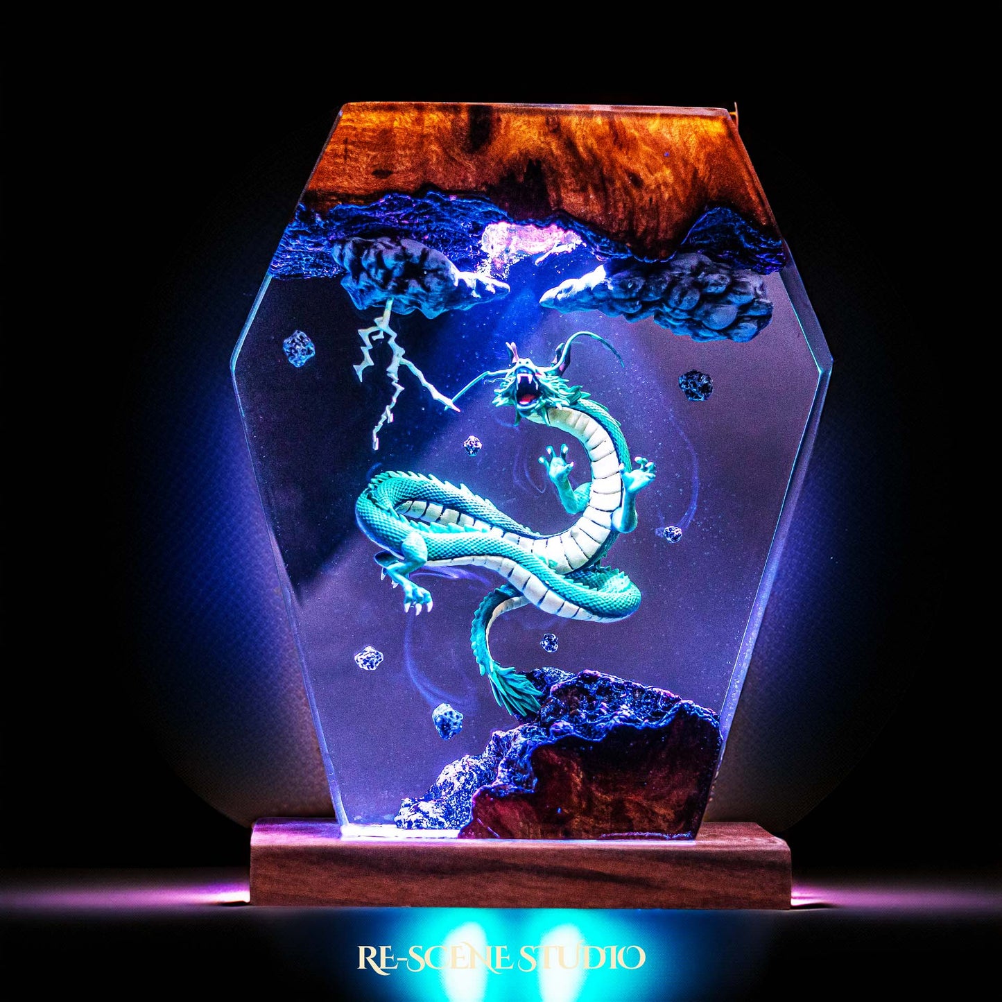 Shenron Resin Lamp — Handcrafted Epoxy Resin LED Lamp | Unique Ambient Decor & Collector's Gift