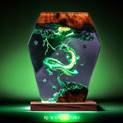 Shenron Resin Lamp — Side Profile View | Handmade Pop-Culture Resin Art, Perfect Themed Gift