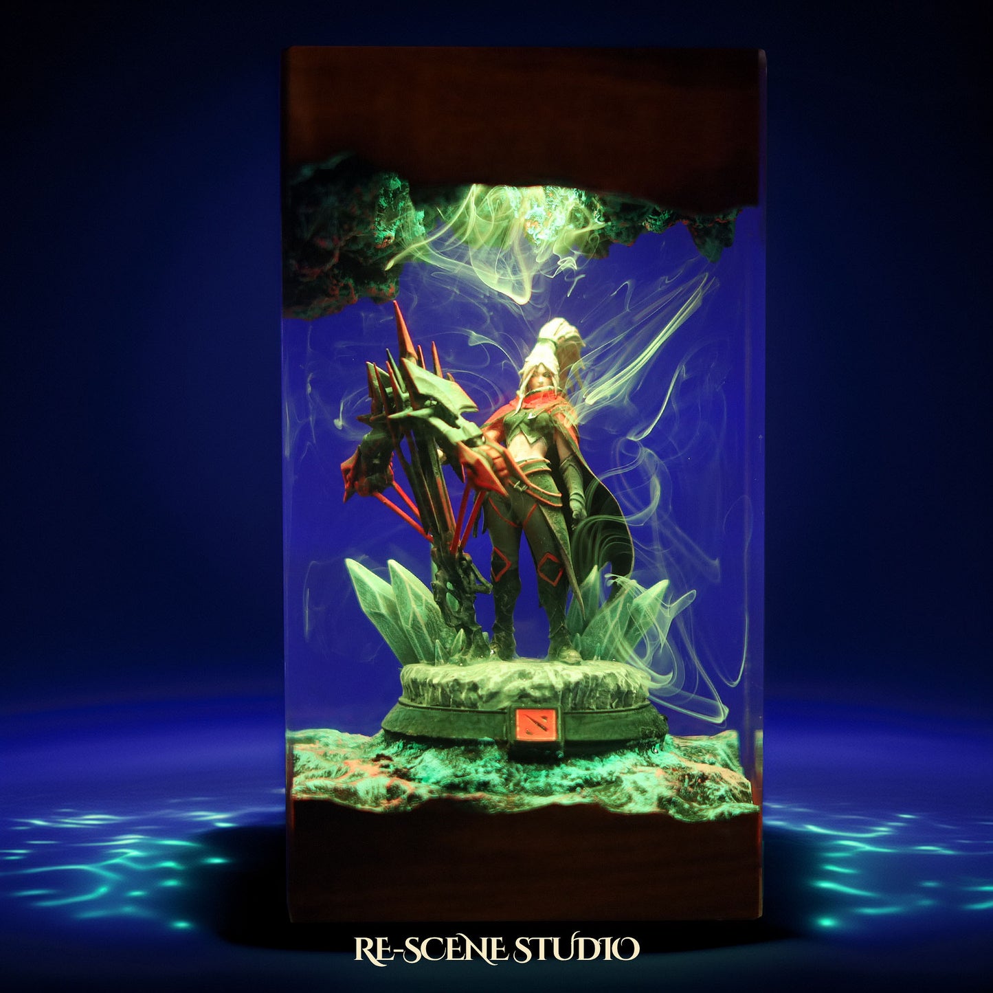 D.row R.anger Resin Lamp — Closeup Detail | Original Epoxy Resin Sculpture with Built-in LED Glow