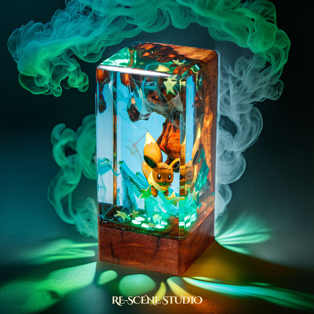 Eevee Resin Epoxy Lamp Multicolor / Size XL: 16 x 7 x 7 (cm) – Handmade Epoxy Resin Lamp by Rescene Studio | Rescene Studio