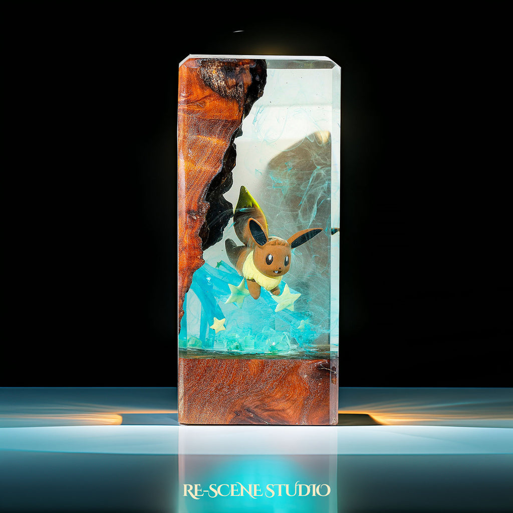 Eevee Resin Epoxy Lamp Multicolor / Size XL: 16 x 7 x 7 (cm) – Handmade Epoxy Resin Lamp by Rescene Studio | Rescene Studio