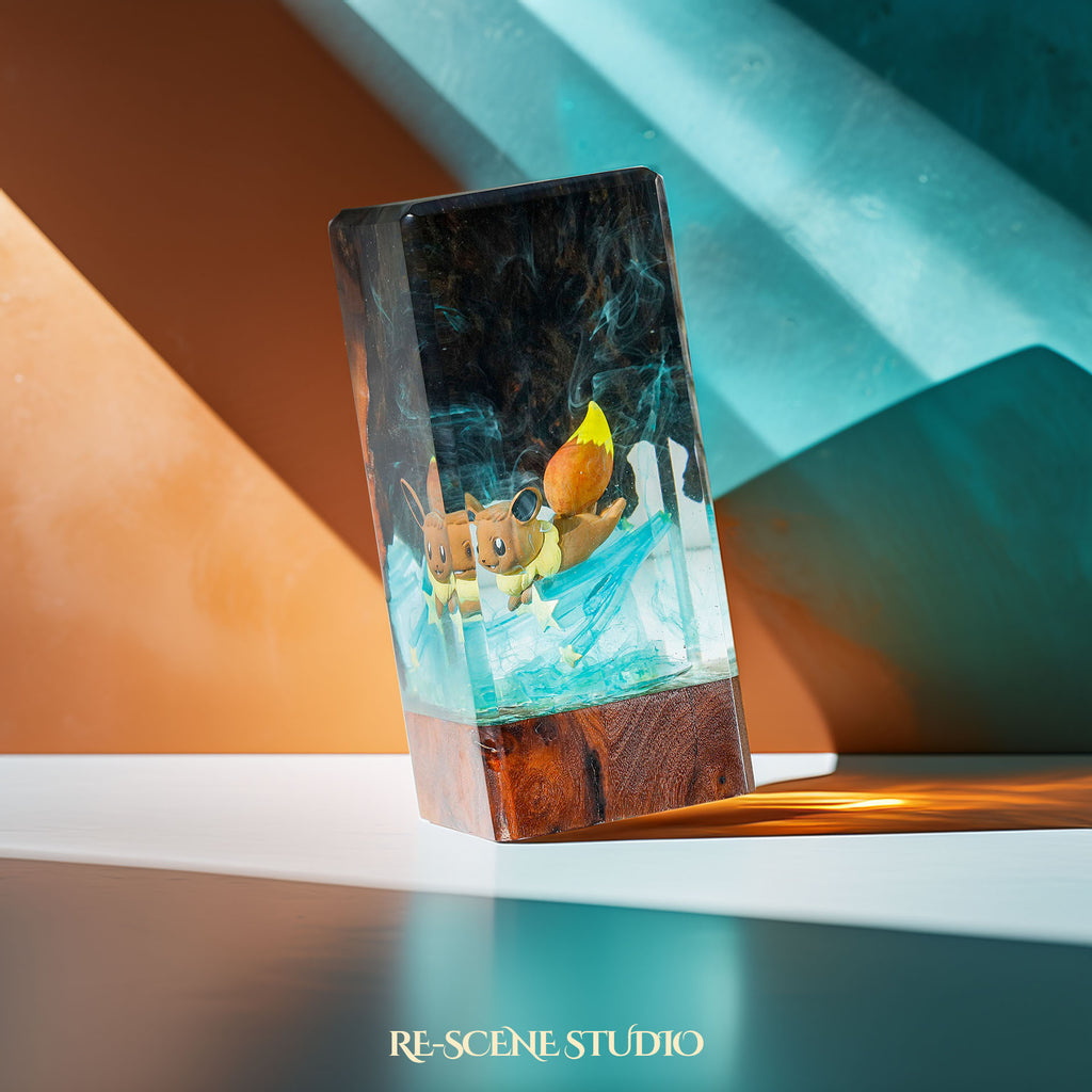Eevee Resin Epoxy Lamp Multicolor / Size XL: 16 x 7 x 7 (cm) – Handmade Epoxy Resin Lamp by Rescene Studio | Rescene Studio