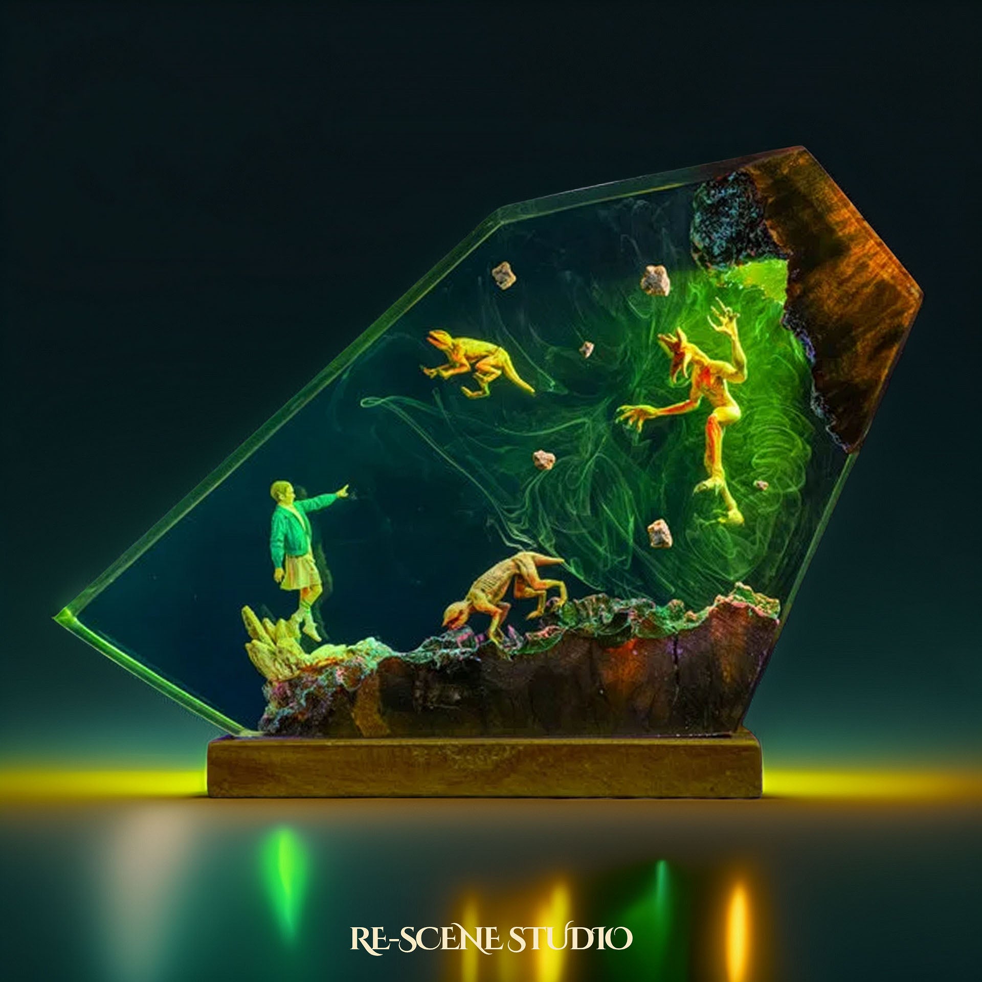 E.leven Vs D.emog.orgon Resin Lamp — Detailed Display | Premium 3D Resin Diorama with RGB Color-Changing Light