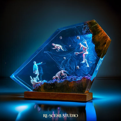 E.leven Vs D.emog.orgon Resin Lamp — Side Profile View | Handmade Pop-Culture Resin Art, Perfect Themed Gift