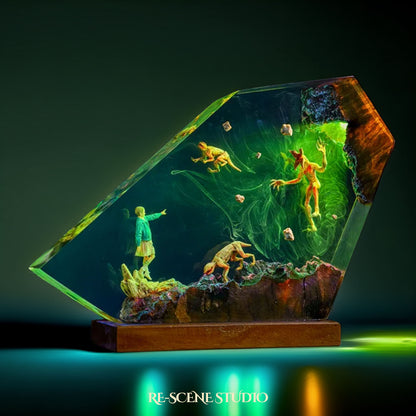 E.leven Vs D.emog.orgon Resin Lamp — Handcrafted Epoxy Resin LED Lamp | Unique Ambient Decor & Collector's Gift