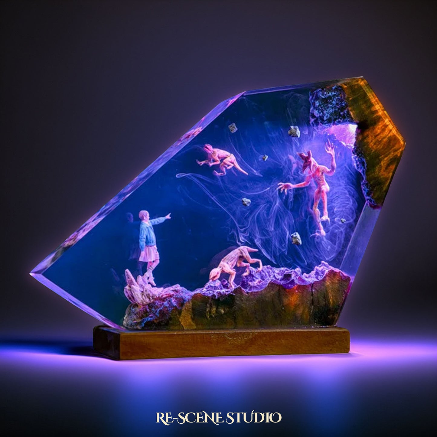 E.leven Vs D.emog.orgon Resin Lamp — Detailed Display | Premium 3D Resin Diorama with RGB Color-Changing Light