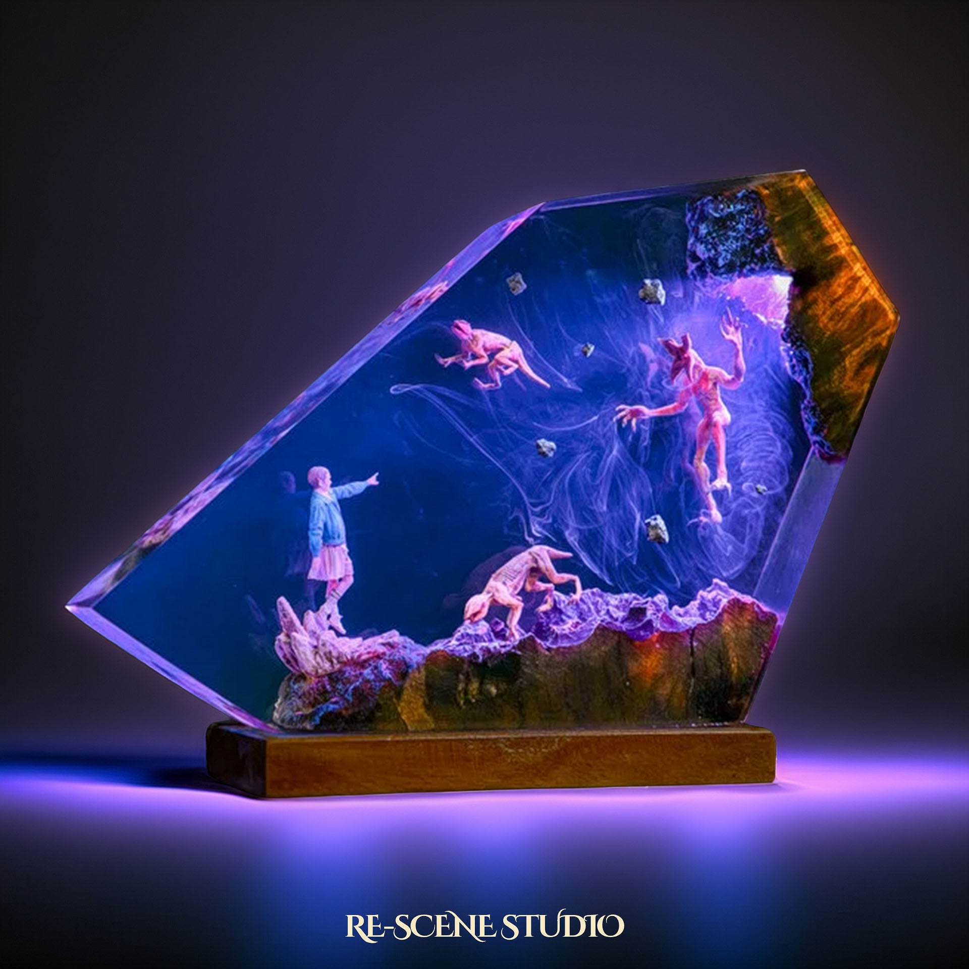 E.leven Vs D.emog.orgon Resin Lamp — Detailed Display | Premium 3D Resin Diorama with RGB Color-Changing Light