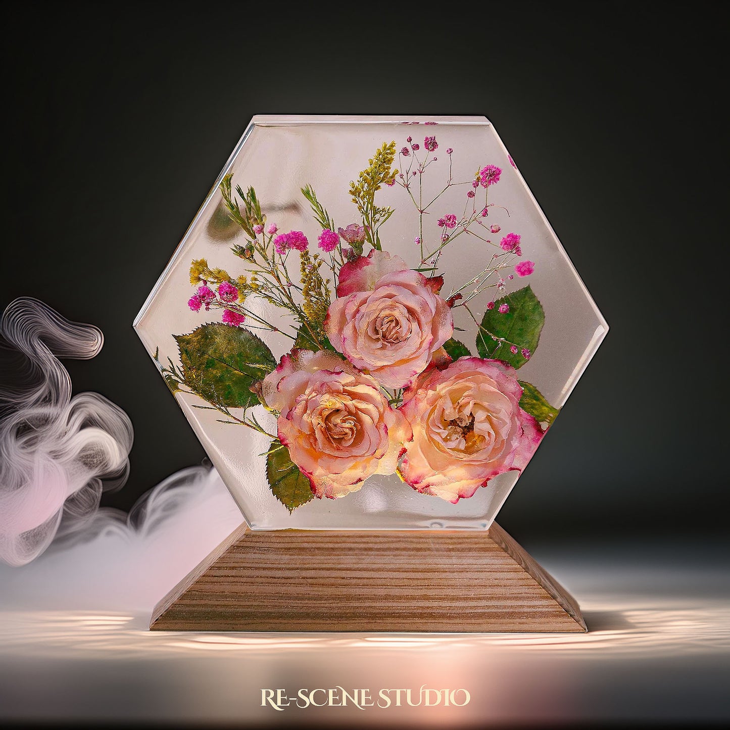Eternal Rose Garden Resin Epoxy Lamp Multicolor / Size L – Handmade Resin Lamp by Rescene Studio | Rescene Studio