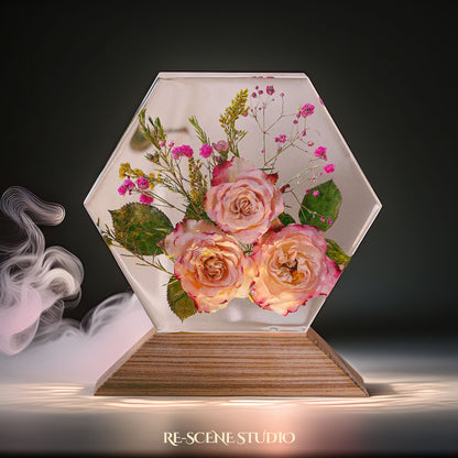 Eternal Rose Garden Resin Epoxy Lamp Multicolor / Size L – Handmade Resin Lamp by Rescene Studio | Rescene Studio