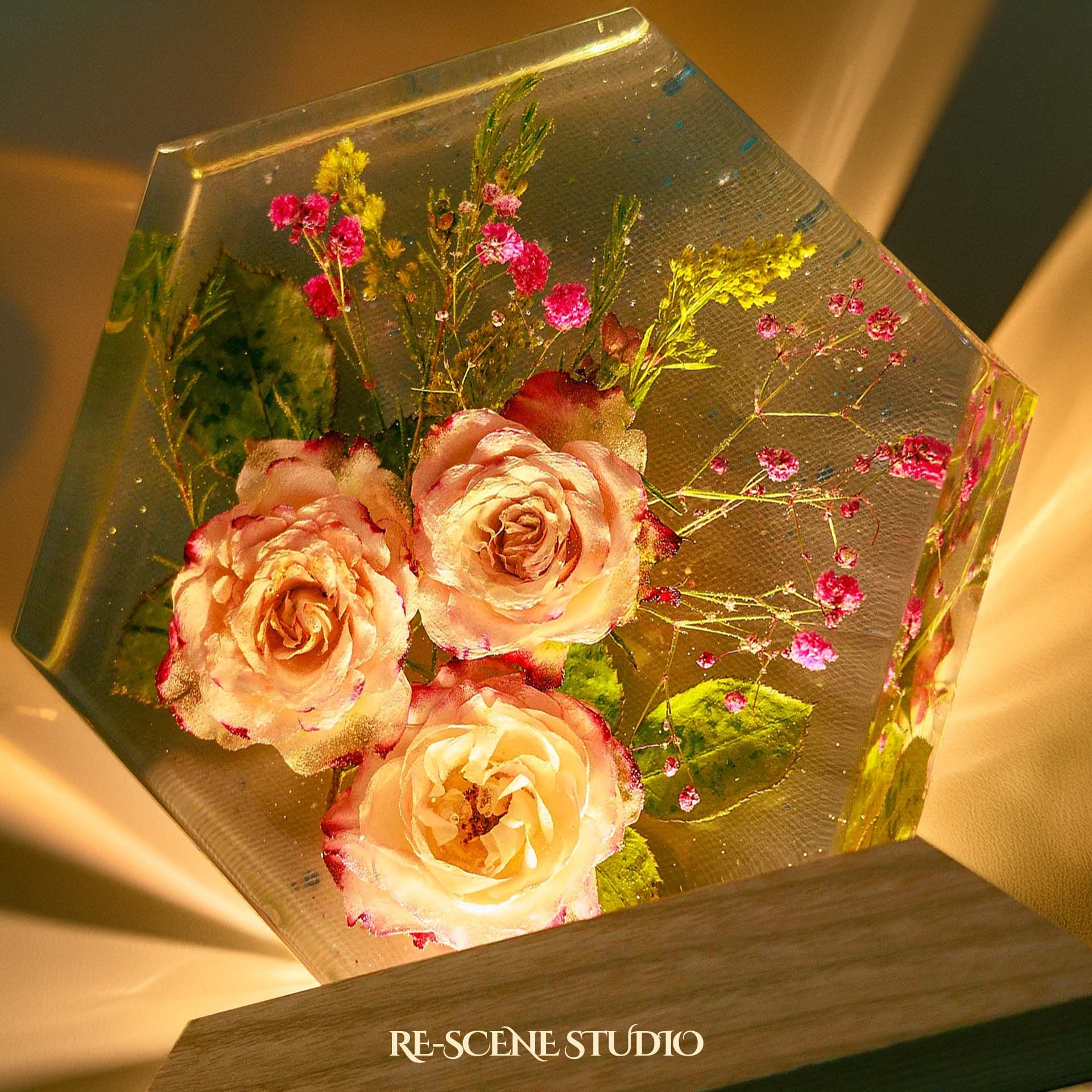 Eternal Rose Garden Resin Epoxy Lamp Multicolor / Size L – Handmade Epoxy Resin Lamp by Rescene Studio | Rescene Studio