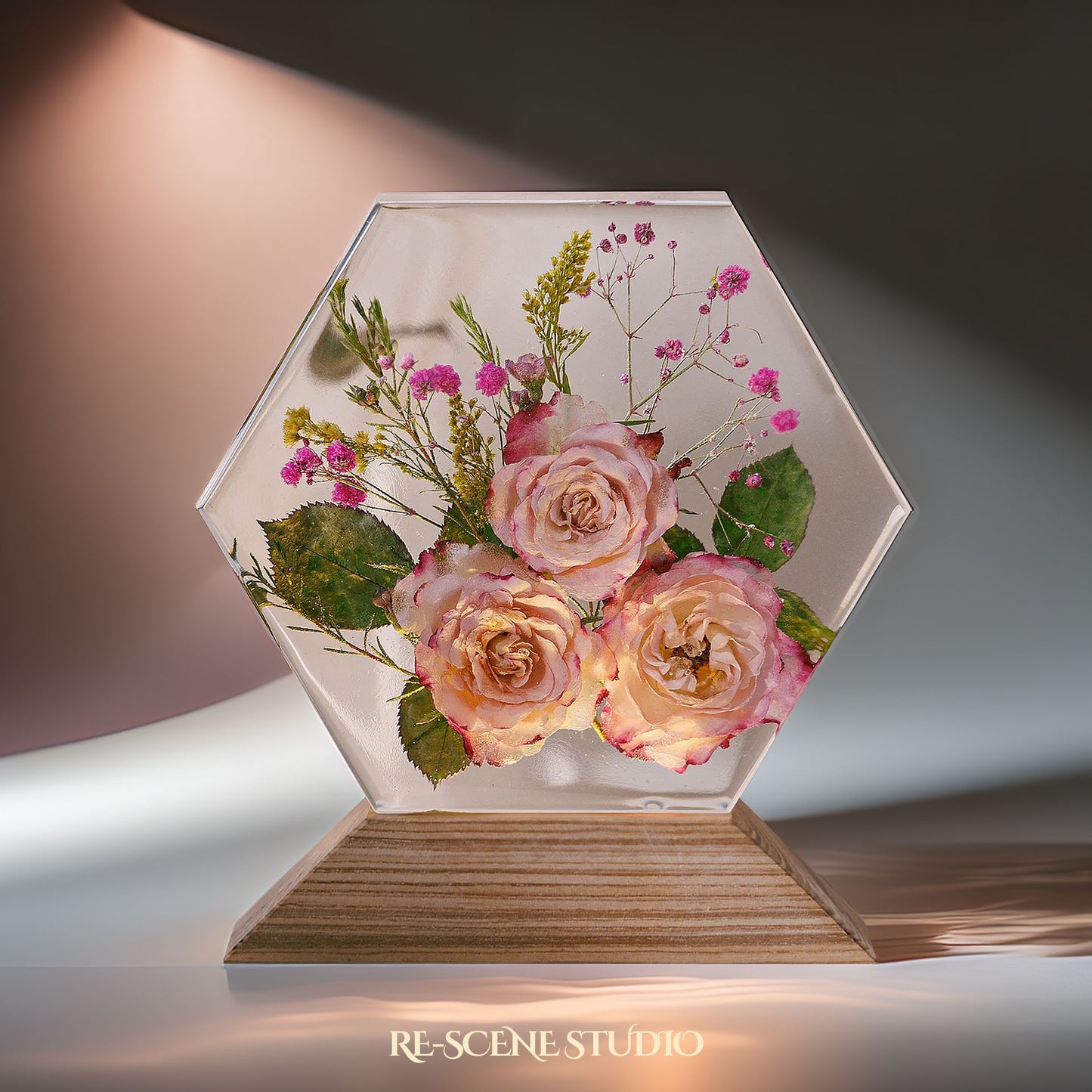 Eternal Rose Garden Resin Epoxy Lamp Multicolor / Size L – Handmade Resin Lamp by Rescene Studio | Rescene Studio