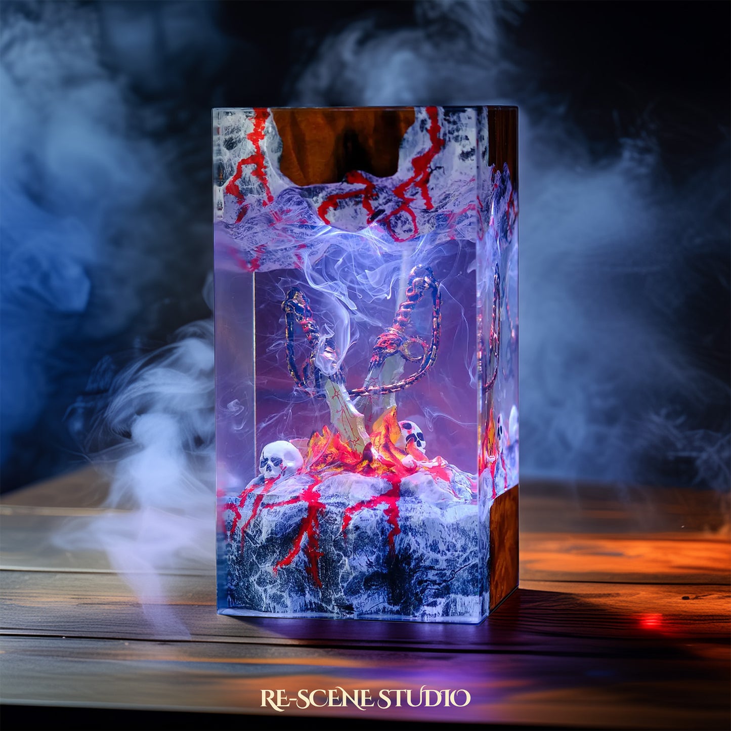 Blades of Chaos Resin Epoxy Lamp Multicolor / Size M: 7 x 13 x 7 (cm) – Handmade Resin Lamp by Rescene Studio | Rescene Studio