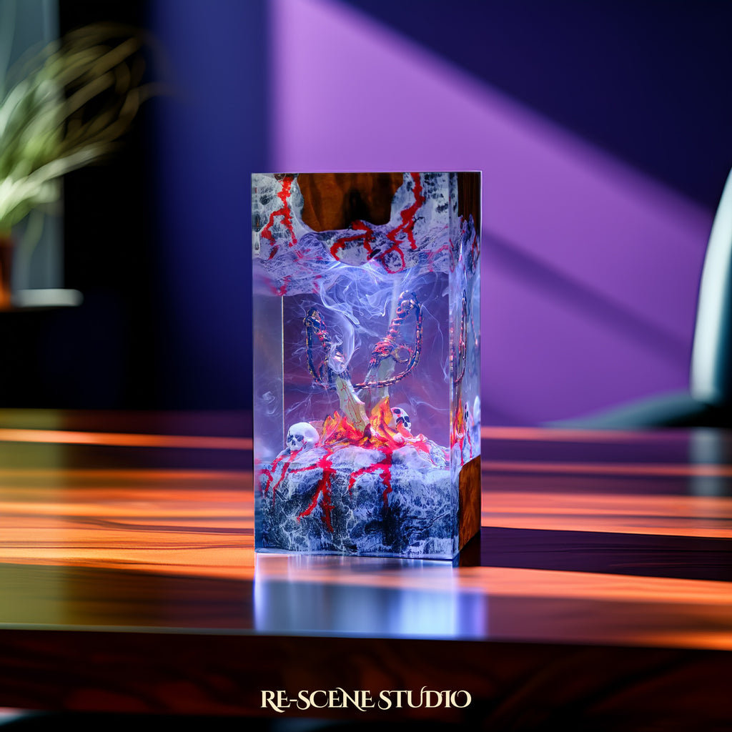Blades of Chaos Resin Epoxy Lamp Multicolor / Size M: 7 x 13 x 7 (cm) – Handmade Epoxy Resin Lamp by Rescene Studio | Rescene Studio