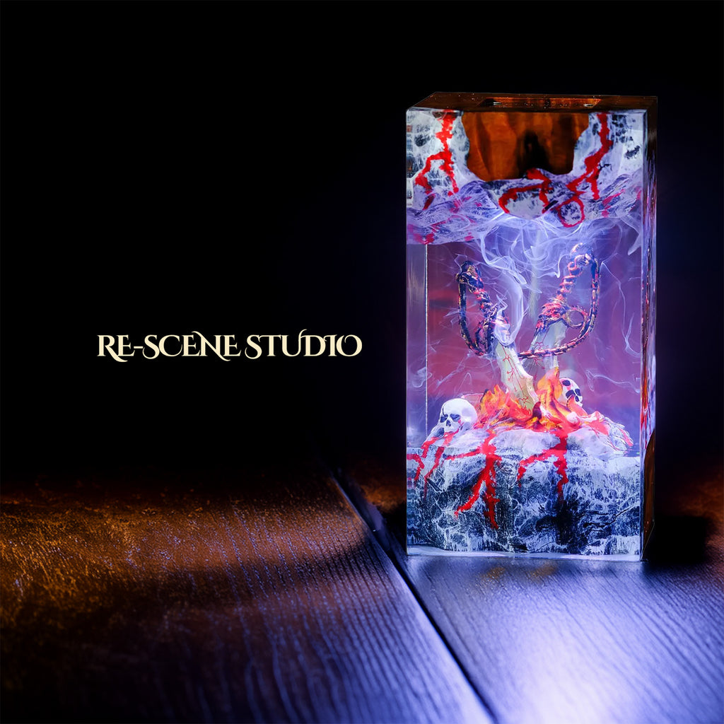 Blades of Chaos Resin Epoxy Lamp Multicolor / Size M: 7 x 13 x 7 (cm) – Handmade Epoxy Resin Lamp by Rescene Studio | Rescene Studio