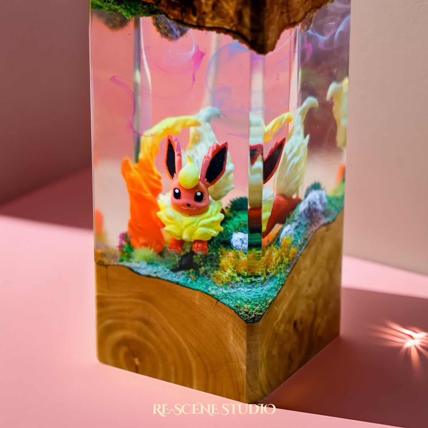 Flareon Blaze Terrain Resin Epoxy Lamp Multicolor / Size XL: 8.5 x 8.5 x 16 (cm) – Handmade Resin Lamp by Rescene Studio | Rescene Studio