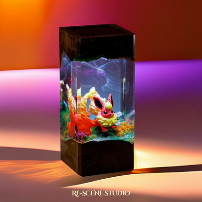 Flareon Blaze Terrain Resin Epoxy Lamp Multicolor / Size XL: 8.5 x 8.5 x 16 (cm) – Handmade Resin Lamp by Rescene Studio | Rescene Studio