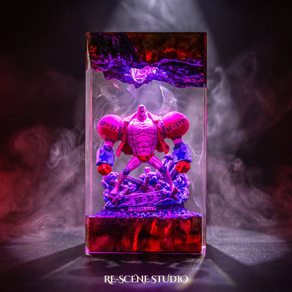 One Piece collectible: the Franky Resin Lamp, handmade on a wooden base