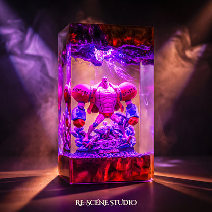 Close look at the Franky Resin Lamp, a handcrafted One Piece epoxy resin LED lamp