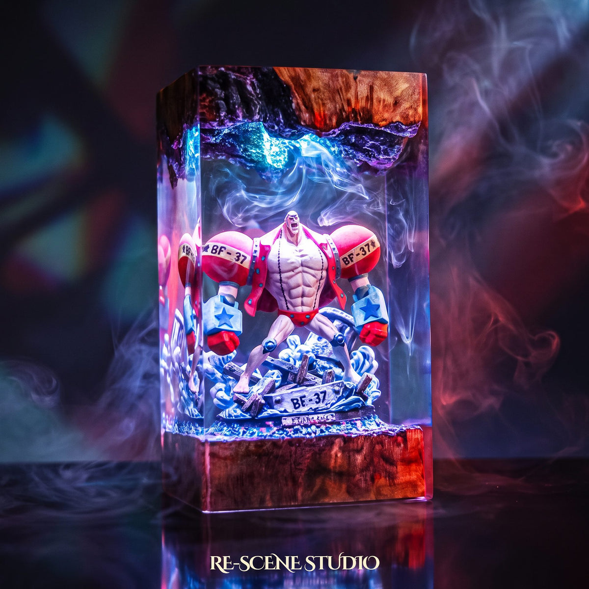 One Piece gift idea, the Franky Resin Lamp with color-changing RGB lighting