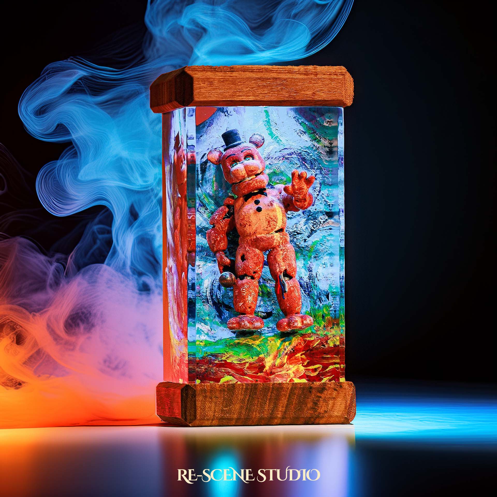 Freddy Night Glow Epoxy Resin Lamp Multicolor / Size M: 6 x 6 x 12 (cm) – Handmade Epoxy Resin Lamp by Rescene Studio | Rescene Studio