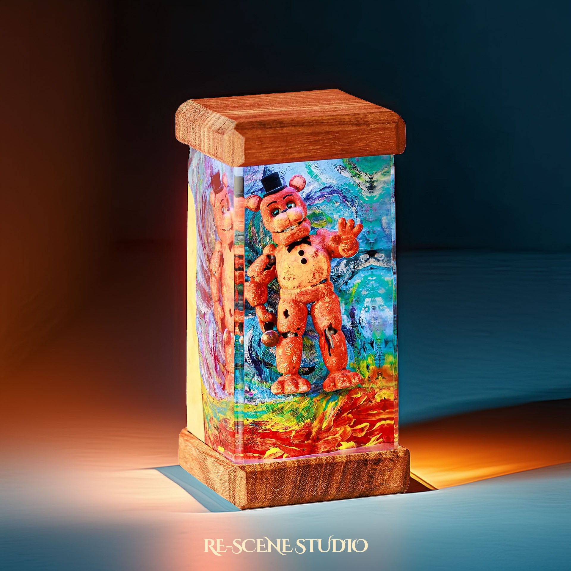 Freddy Night Glow Epoxy Resin Lamp Multicolor / Size M: 6 x 6 x 12 (cm) – Handmade Epoxy Resin Lamp by Rescene Studio | Rescene Studio