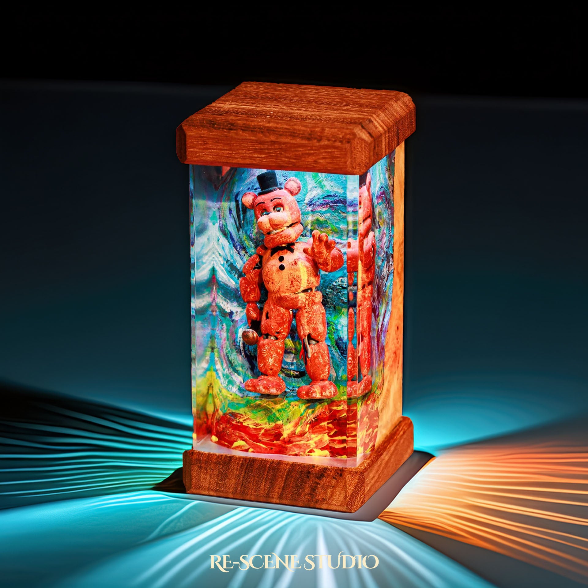 Freddy Night Glow Epoxy Resin Lamp Multicolor / Size M: 6 x 6 x 12 (cm) – Handmade Epoxy Resin Lamp by Rescene Studio | Rescene Studio