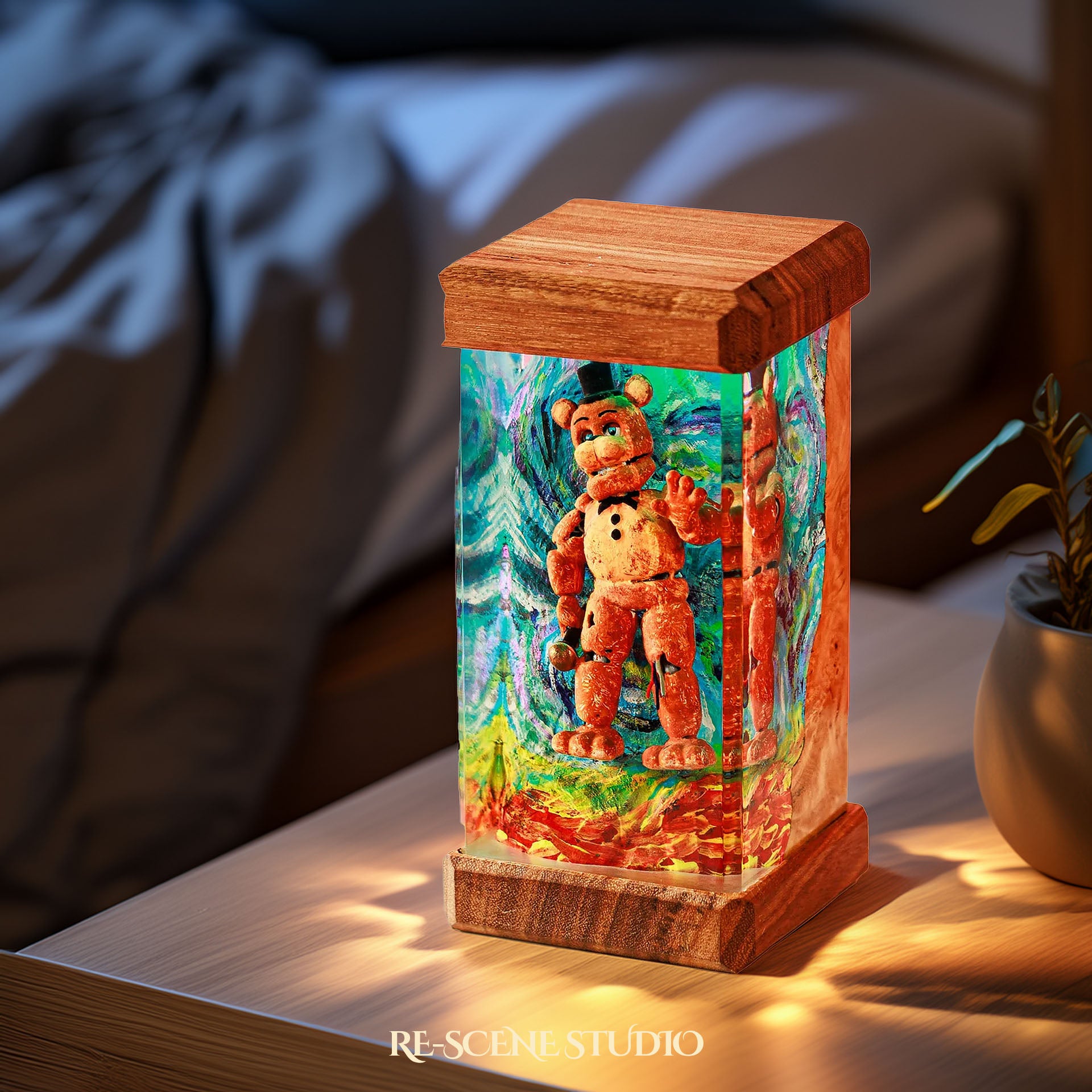 Freddy Night Glow Epoxy Resin Lamp Multicolor / Size M: 6 x 6 x 12 (cm) – Handmade Epoxy Resin Lamp by Rescene Studio | Rescene Studio