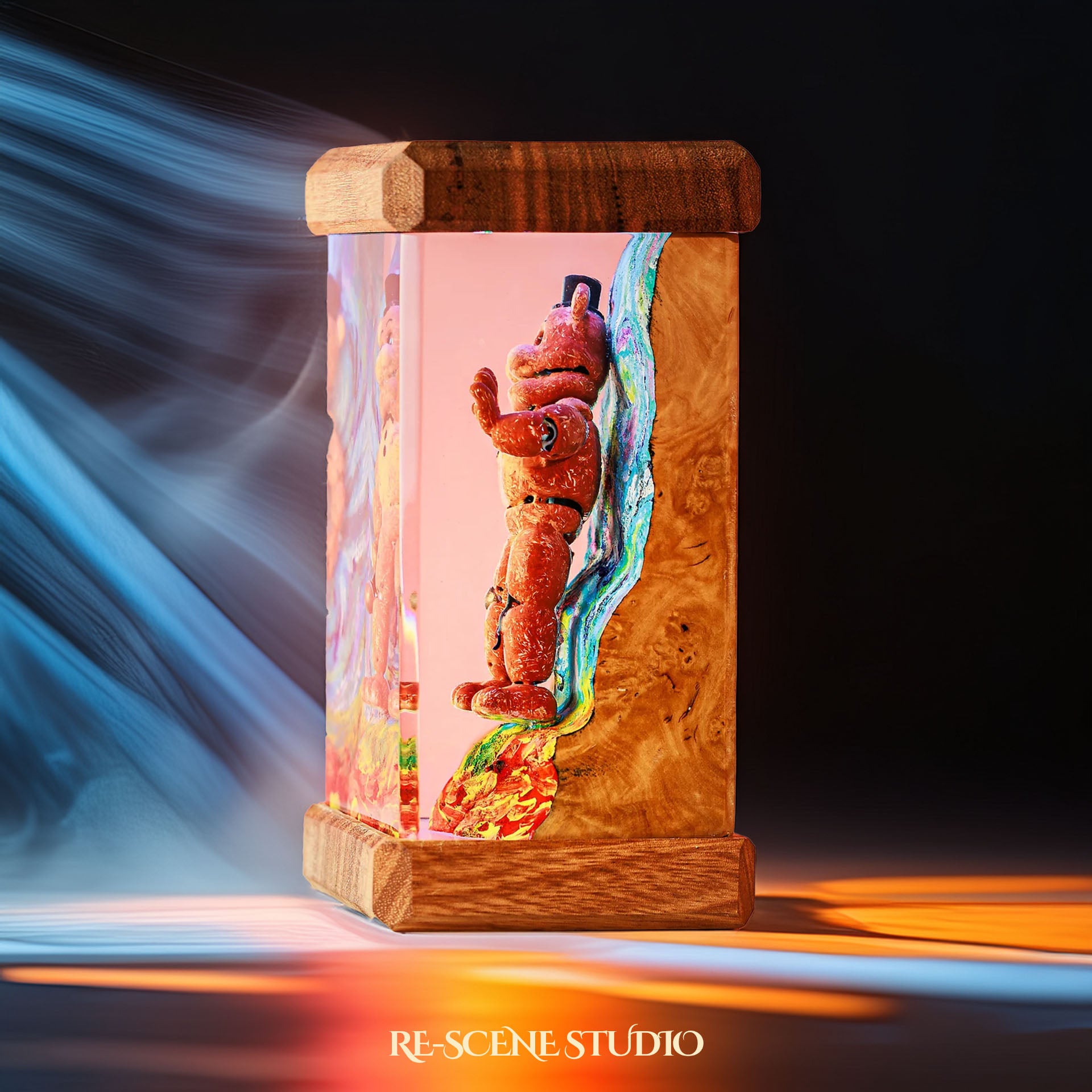 Freddy Night Glow Epoxy Resin Lamp Multicolor / Size M: 6 x 6 x 12 (cm) – Handmade Epoxy Resin Lamp by Rescene Studio | Rescene Studio