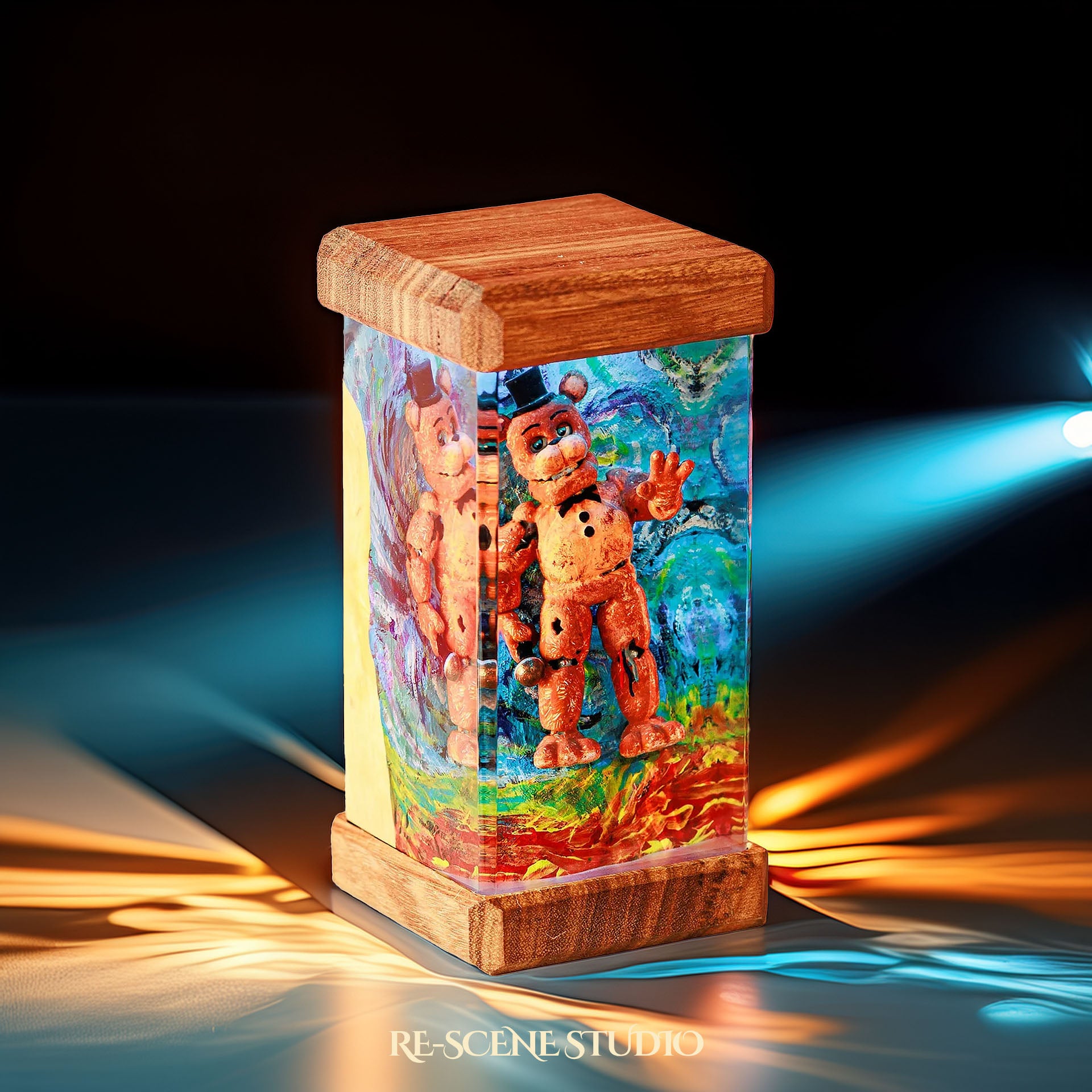 Freddy Night Glow Epoxy Resin Lamp Multicolor / Size M: 6 x 6 x 12 (cm) – Handmade Epoxy Resin Lamp by Rescene Studio | Rescene Studio