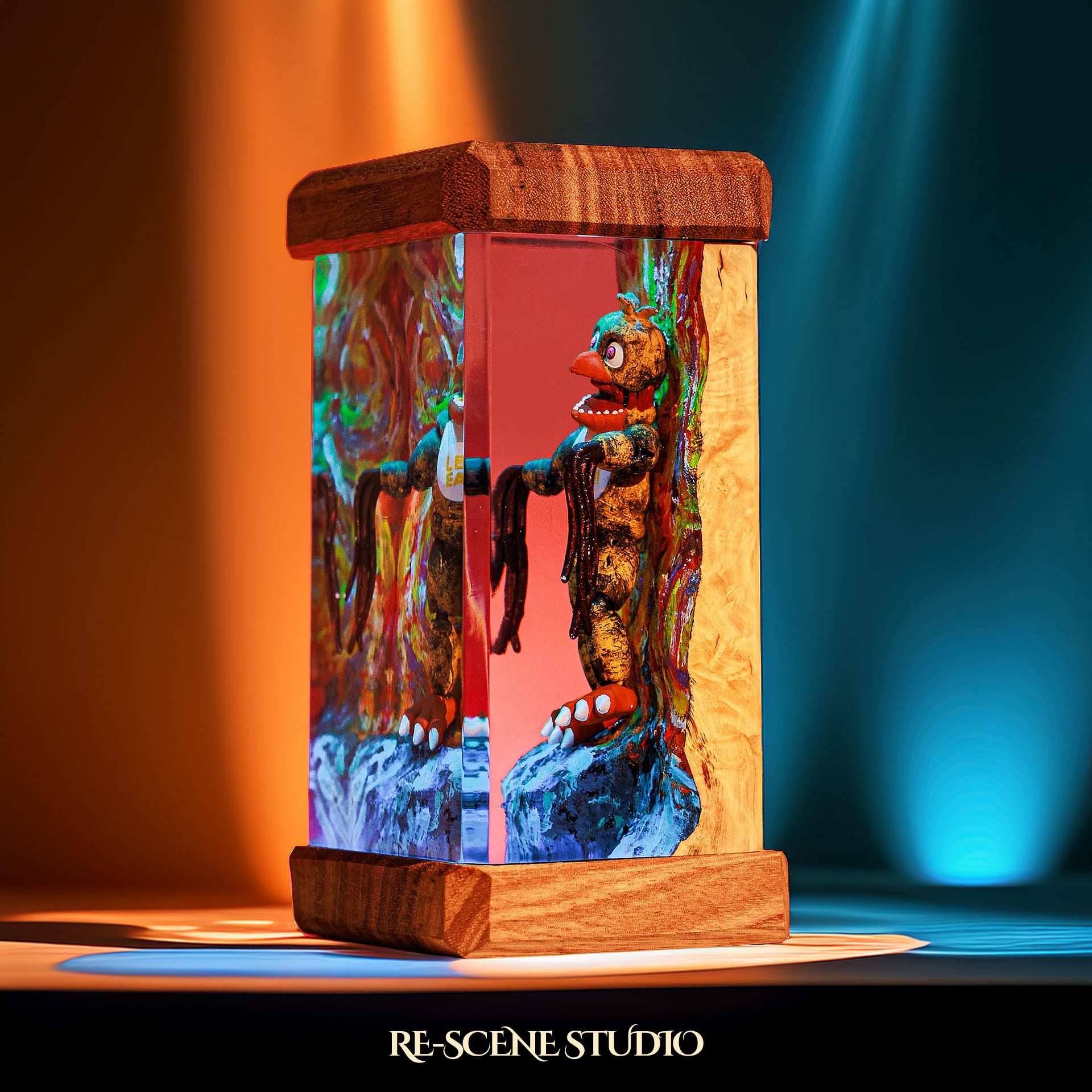 Freddy Night Glow Epoxy Resin Lamp Multicolor / Size M: 6 x 6 x 12 (cm) – Handmade Epoxy Resin Lamp by Rescene Studio | Rescene Studio