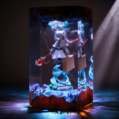 F.rie.ren Resin Lamp — Side Profile View | Handmade Pop-Culture Resin Art, Perfect Themed Gift