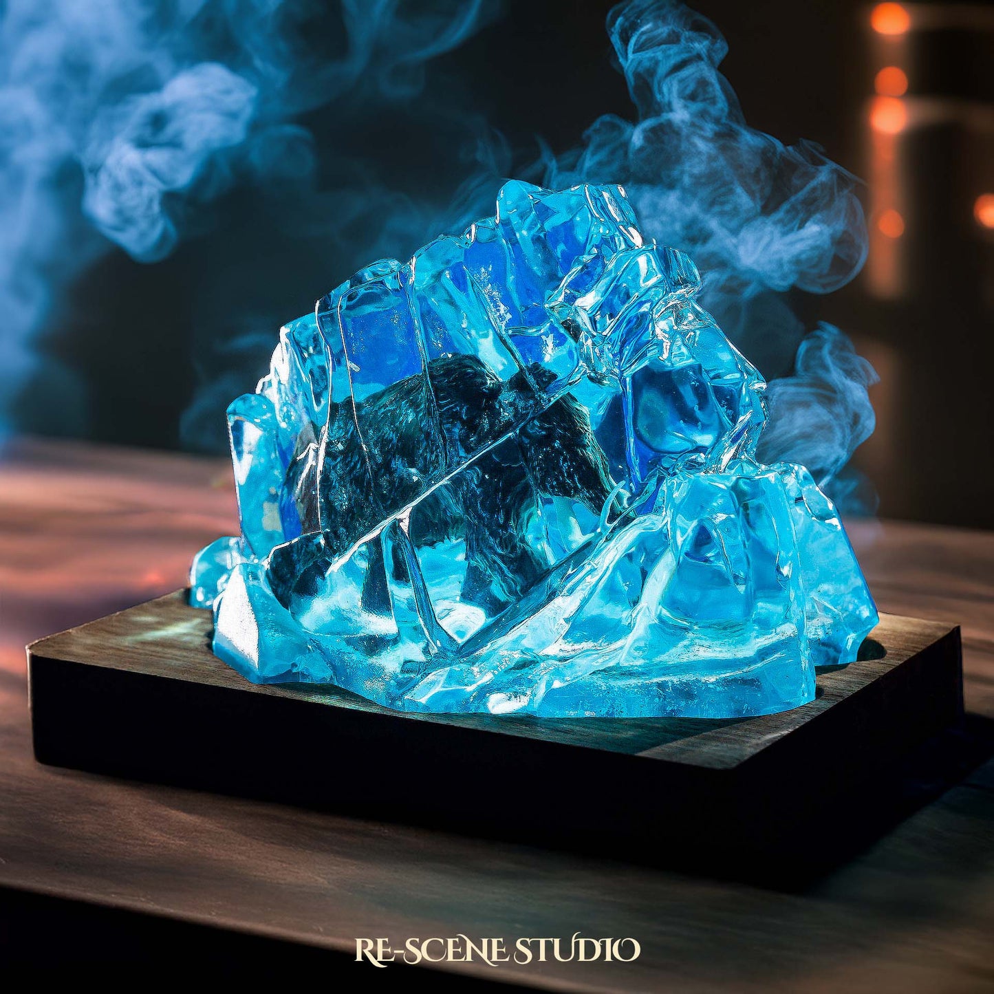 Frozen Mammoth Resin Epoxy Lamp Multicolor / Size M: 32 x 24 (cm) – Handmade Resin Lamp by Rescene Studio | Rescene Studio