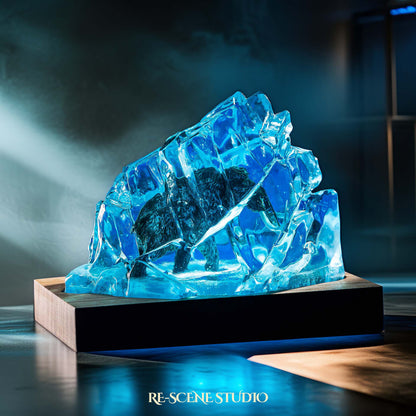 Frozen Mammoth Resin Epoxy Lamp Multicolor / Size M: 32 x 24 (cm) – Handmade Resin Lamp by Rescene Studio | Rescene Studio