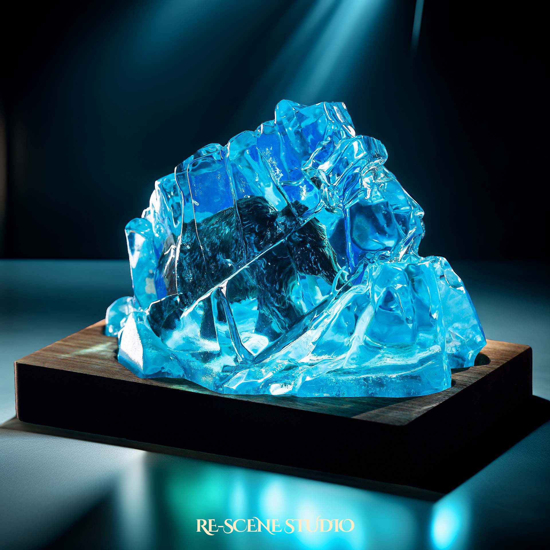 Frozen Mammoth Resin Epoxy Lamp Multicolor / Size M: 32 x 24 (cm) – Handmade Epoxy Resin Lamp by Rescene Studio | Rescene Studio