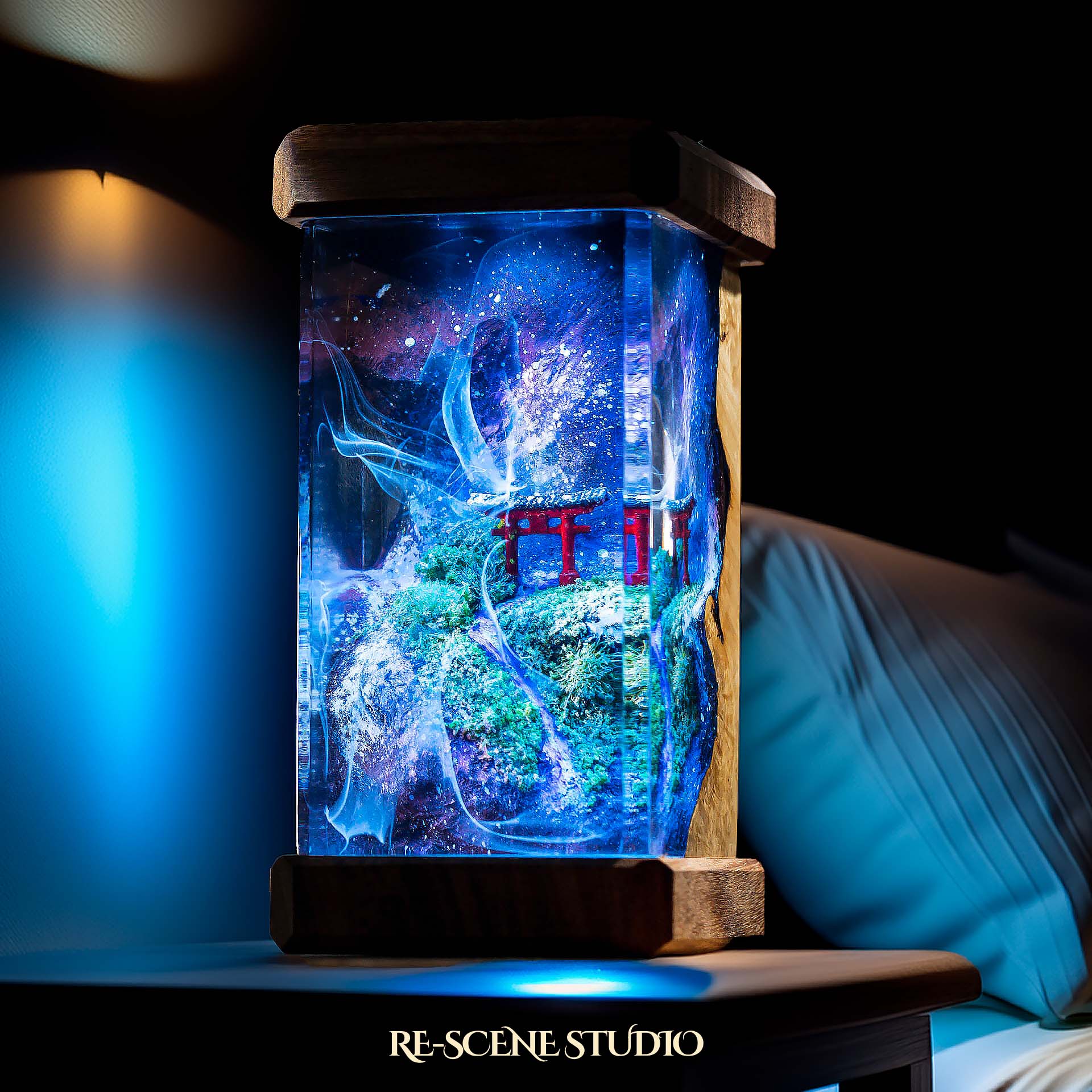 Torii Gate Galaxy Resin Epoxy Lamp Size M: 6 x 6 x 12 (cm) / Multicolor – Handmade Epoxy Resin Lamp by Rescene Studio | Rescene Studio