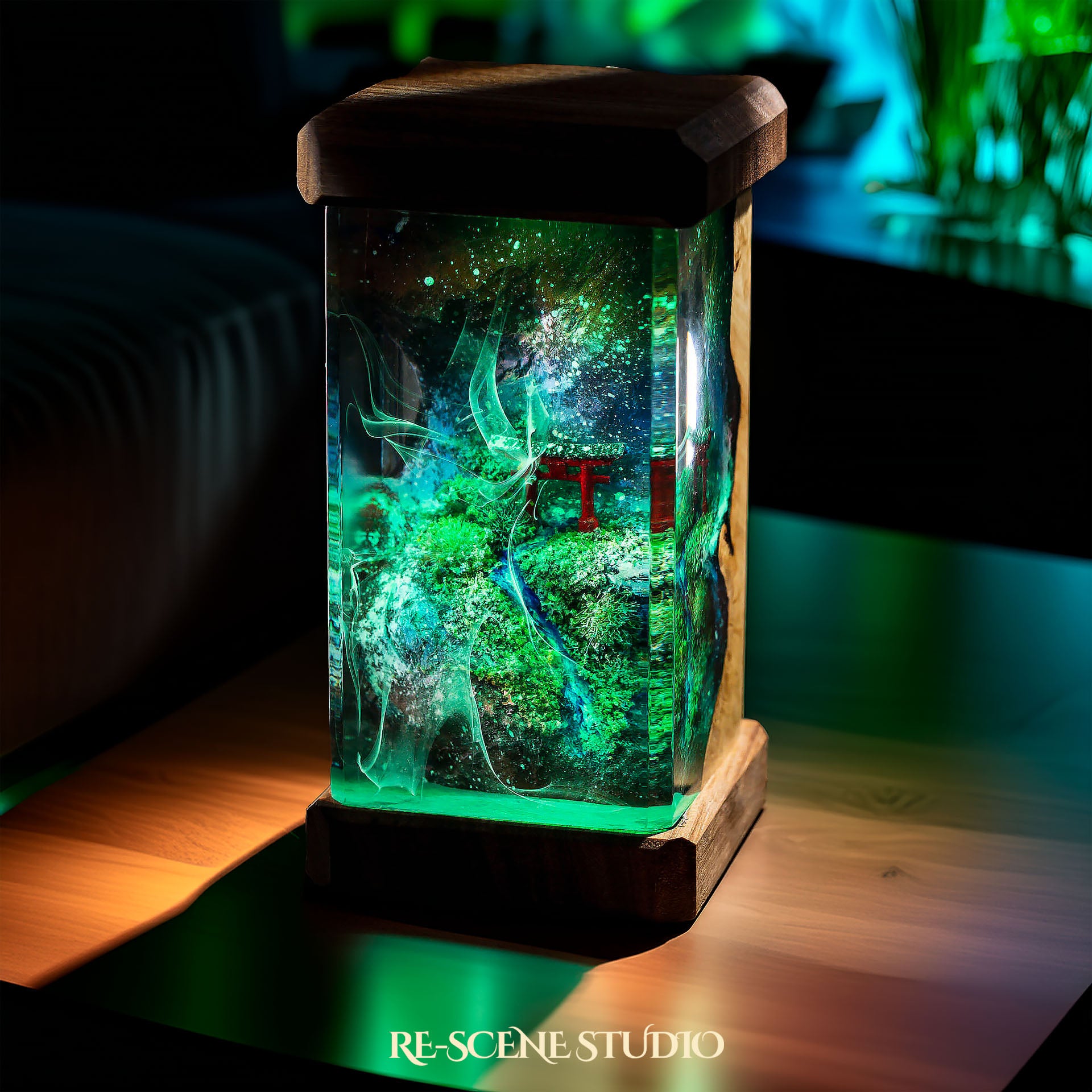 Torii Gate Galaxy Resin Epoxy Lamp — Handcrafted Resin Gift
