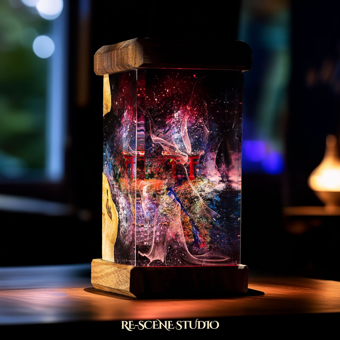 Torii Gate Galaxy Resin Epoxy Lamp Size M: 6 x 6 x 12 (cm) / Multicolor – Handmade Resin Lamp by Rescene Studio | Rescene Studio