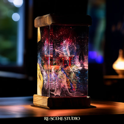 Torii Gate Galaxy Resin Epoxy Lamp Size M: 6 x 6 x 12 (cm) / Multicolor – Handmade Resin Lamp by Rescene Studio | Rescene Studio